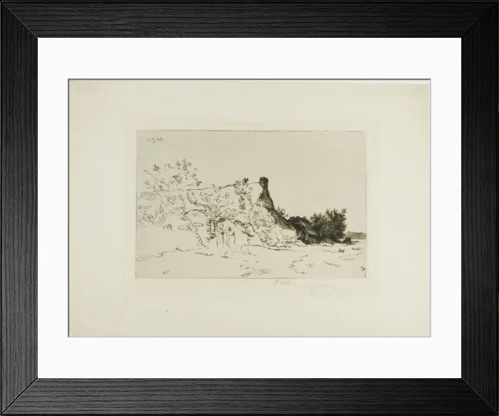Framed Print : The Large Thatched Cottage, Kercassier, c. 1875. Creator: Charles Emile Jacque Framed Print : The Large Thatched Cottage, Kercassier, c. 1875. Creator: Charles Emile Jacque