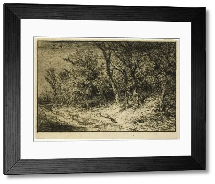 Framed Print : Road at the Edge of a Wood, 1846. Creator: Charles Emile Jacque Framed Print : Road at the Edge of a Wood, 1846. Creator: Charles Emile Jacque