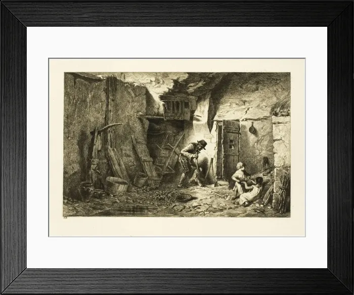 Framed Print : Courtyard, 1845. Creator: Charles Emile Jacque Framed Print : Courtyard, 1845. Creator: Charles Emile Jacque