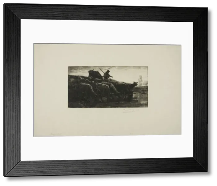 Framed Print : Herd of Cows at the Feeding Trough, n. d. Creator: Charles Emile Jacque Framed Print : Herd of Cows at the Feeding Trough, n. d. Creator: Charles Emile Jacque