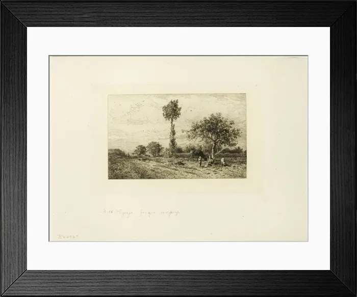 Framed Print : Landscape with Curving Road, 1849. Creator: Charles Emile Jacque Framed Print : Landscape with Curving Road, 1849. Creator: Charles Emile Jacque