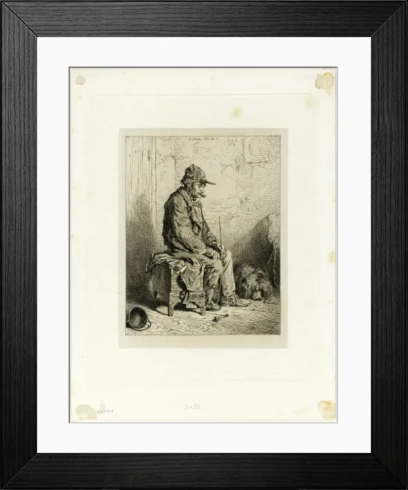 Framed Print : Organ Grinder, 1844. Creator: Charles Emile Jacque Framed Print : Organ Grinder, 1844. Creator: Charles Emile Jacque