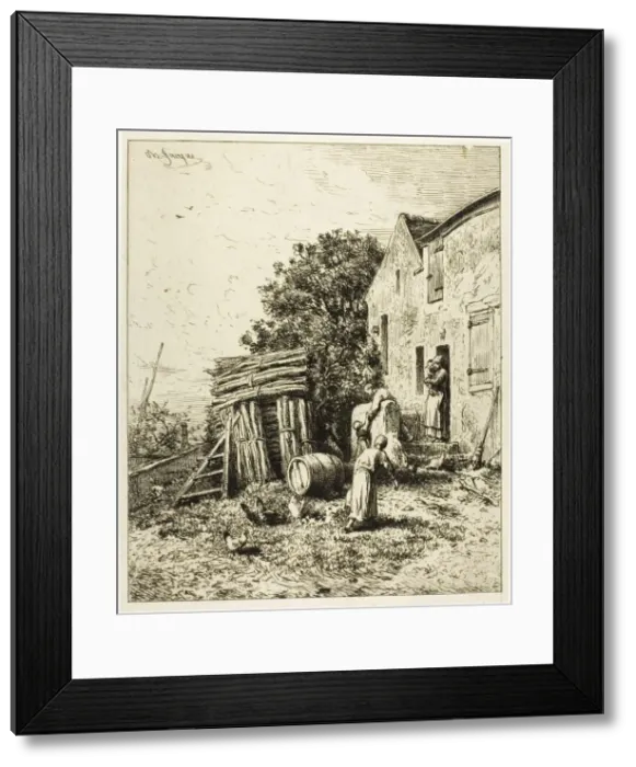 Framed Print : A Rustic Dwelling, c. 1865. Creator: Charles Emile Jacque Framed Print : A Rustic Dwelling, c. 1865. Creator: Charles Emile Jacque