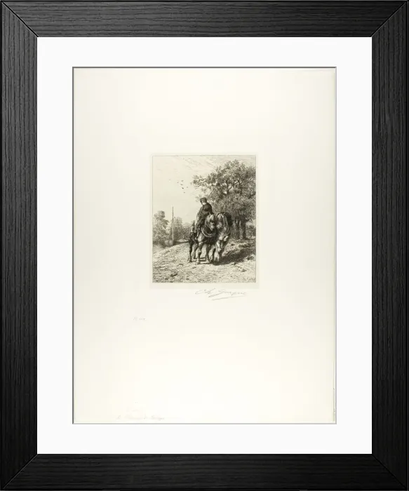 Framed Print : The Towpath, c. 1864. Creator: Charles Emile Jacque Framed Print : The Towpath, c. 1864. Creator: Charles Emile Jacque