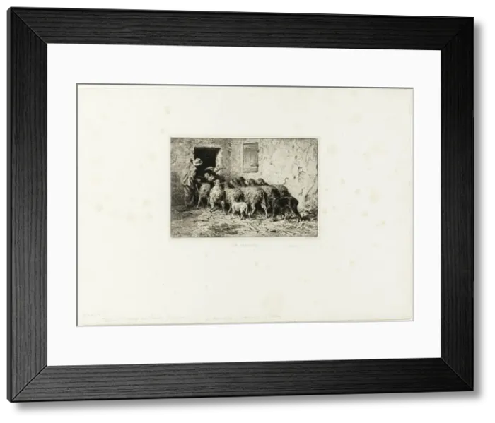 Framed Print : The Sheep Coming Home, c. 1865. Creator: Charles Emile Jacque Framed Print : The Sheep Coming Home, c. 1865. Creator: Charles Emile Jacque