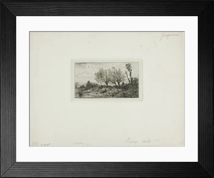 Framed Print : Landscape, Willow Trees, c. 1845. Creator: Charles Emile Jacque Framed Print : Landscape, Willow Trees, c. 1845. Creator: Charles Emile Jacque