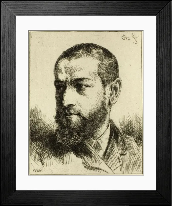 Framed Print : Portrait of J. J. Guiffrey, 1866. Creator: Charles Emile Jacque Framed Print : Portrait of J. J. Guiffrey, 1866. Creator: Charles Emile Jacque