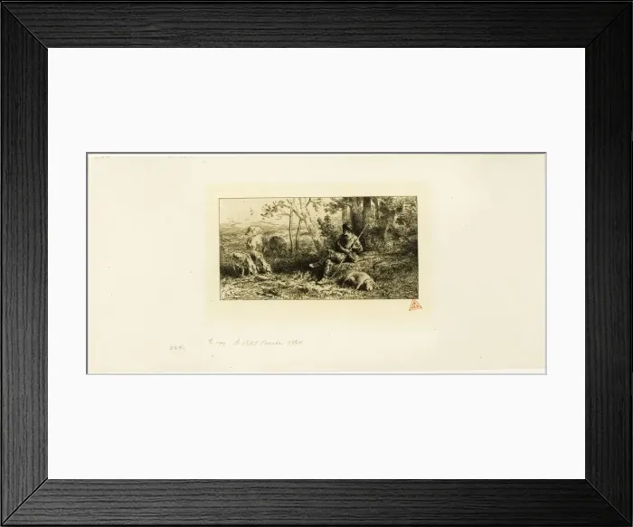 Framed Print : The Little Pig-Keeper, c. 1864. Creator: Charles Emile Jacque Framed Print : The Little Pig-Keeper, c. 1864. Creator: Charles Emile Jacque