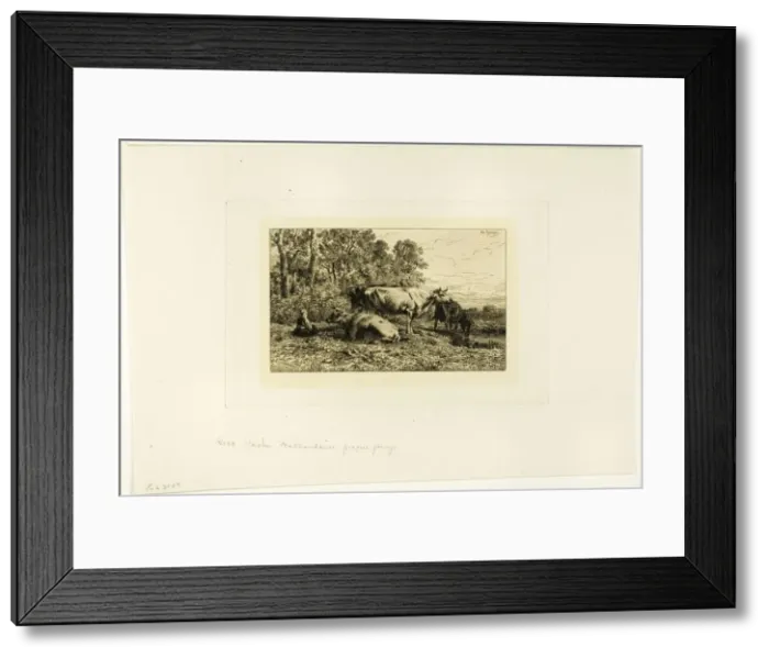 Framed Print : Dutch Cows, c. 1865. Creator: Charles Emile Jacque Framed Print : Dutch Cows, c. 1865. Creator: Charles Emile Jacque