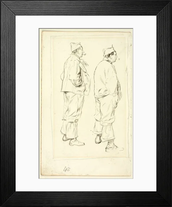 Framed Print : Two Sketches of Standing Laborer, n. d. Creator: Henry Stacy Marks