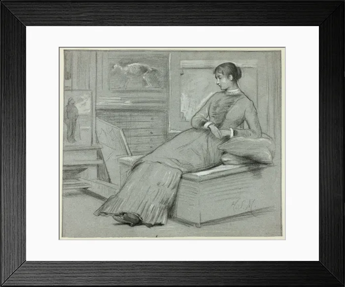 Framed Print : Woman Resting on a Platform, n. d. Creator: Henry Stacy Marks Framed Print : Woman Resting on a Platform, n. d. Creator: Henry Stacy Marks