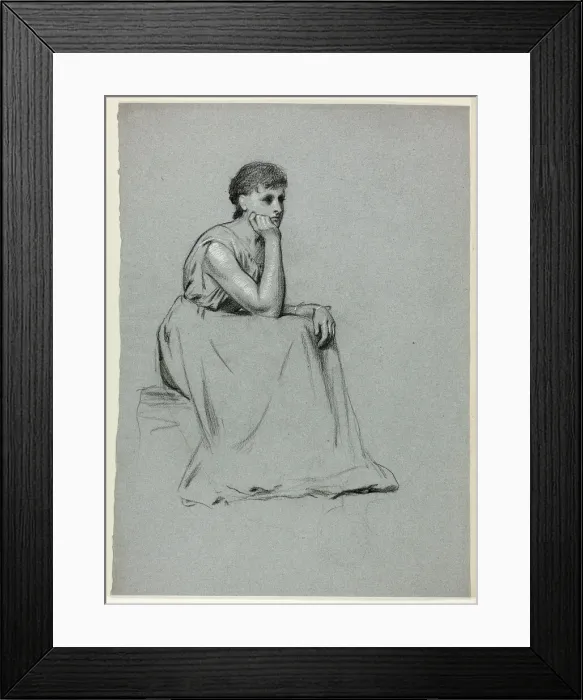 Framed Print : Seated Woman Resting on her Elbow, n. d. Creator: Henry Stacy Marks Framed Print : Seated Woman Resting on her Elbow, n. d. Creator: Henry Stacy Marks