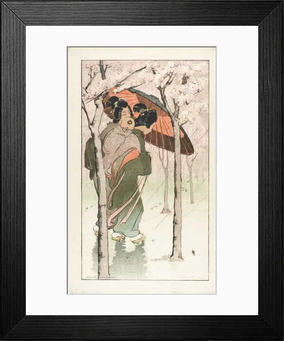 Framed Print : Cherry Blossom Rain, 1905. Creator: Helen Hyde Framed Print : Cherry Blossom Rain, 1905. Creator: Helen Hyde