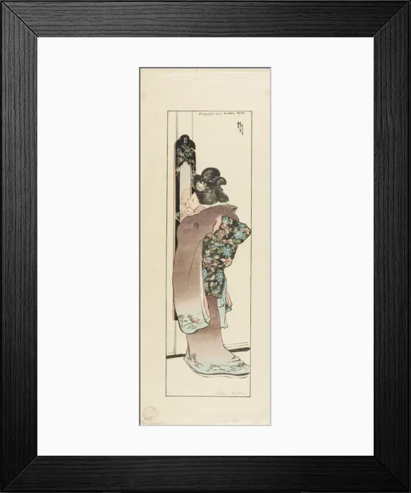 Framed Print : The Mirror, 1904. Creator: Helen Hyde Framed Print : The Mirror, 1904. Creator: Helen Hyde