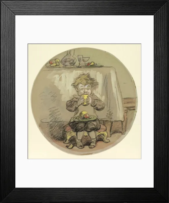 Framed Print : Boy Eating Fruit, n. d. Creator: Hablot Knight Browne Framed Print : Boy Eating Fruit, n. d. Creator: Hablot Knight Browne