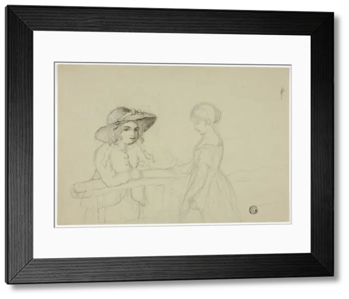 Framed Print : Two Girls at Gate, n. d. Creator: Elizabeth Murray Framed Print : Two Girls at Gate, n. d. Creator: Elizabeth Murray
