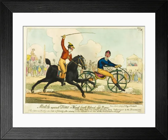 Framed Print : Match Against Time, or Wood beats Blood and Bone, published April 17, 1819 Framed Print : Match Against Time, or Wood beats Blood and Bone, published April 17, 1819