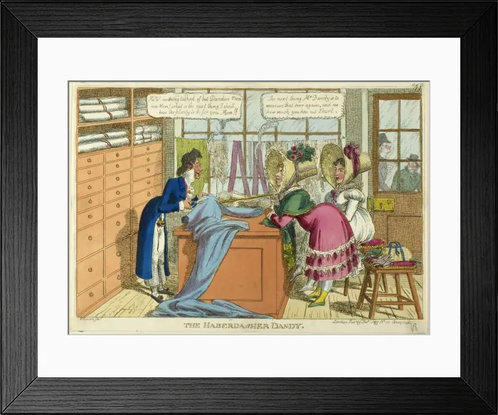 Framed Print : The Haberdasher Dandy, 1817-20. Creator: Charles Williams Framed Print : The Haberdasher Dandy, 1817-20. Creator: Charles Williams