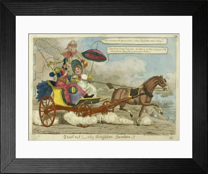 Framed Print : Quid est?- Why Brighton dandies. !!!, published January 1819. Creator: Charles Williams Framed Print : Quid est?- Why Brighton dandies. !!!, published January 1819. Creator: Charles Williams