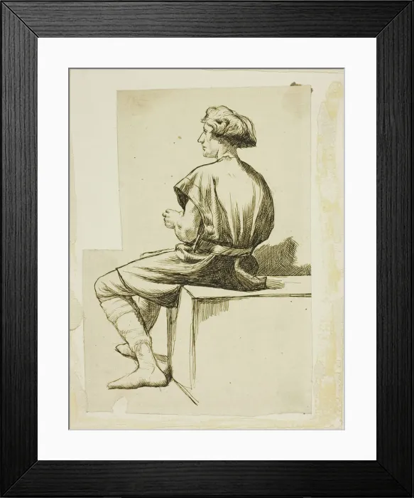 Framed Print : Seated Man in Tunic, 1860 / 69. Creator: Charles Samuel Keene Framed Print : Seated Man in Tunic, 1860 / 69. Creator: Charles Samuel Keene