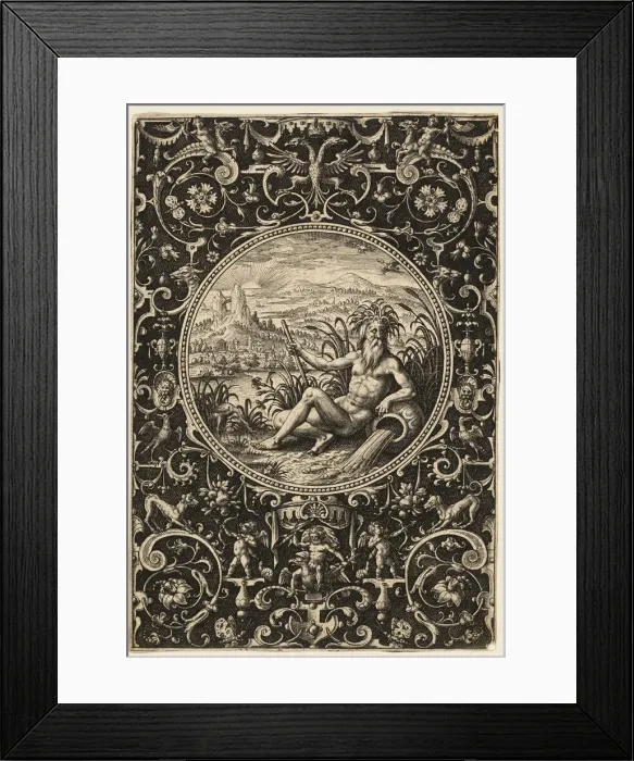 Framed Print : Neptune as a River God, plate two from The Judgment of Paris, 1575 / 1618 Framed Print : Neptune as a River God, plate two from The Judgment of Paris, 1575 / 1618