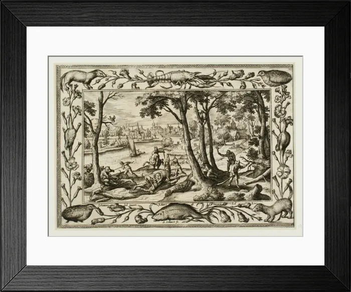 Framed Print : Bear Hunt, from Landscapes with Old and New Testament Scenes and Hunting Scenes, 1584 Framed Print : Bear Hunt, from Landscapes with Old and New Testament Scenes and Hunting Scenes, 1584