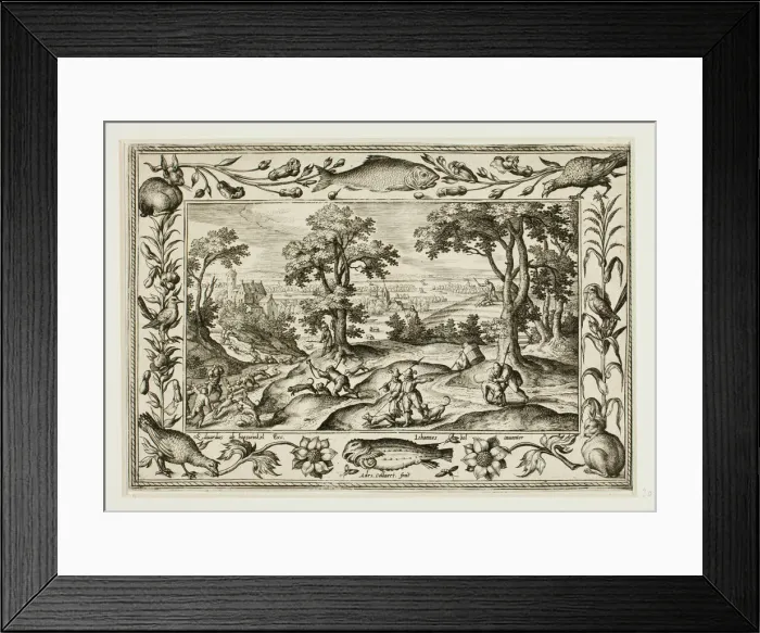 Framed Print : Hare Hunt, from Landscapes with Old and New Testament Scenes and Hunting Scenes, 1584 Framed Print : Hare Hunt, from Landscapes with Old and New Testament Scenes and Hunting Scenes, 1584
