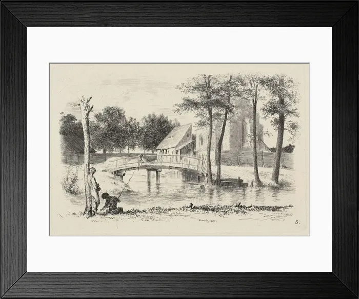 Framed Print : Plate three, from Radierversuche, 1843, published 1844. Creator: Adolph Menzel Framed Print : Plate three, from Radierversuche, 1843, published 1844. Creator: Adolph Menzel