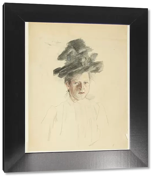 Portrait of a Woman with Black Hat, 1884  /  1903. Creator: Philip William May