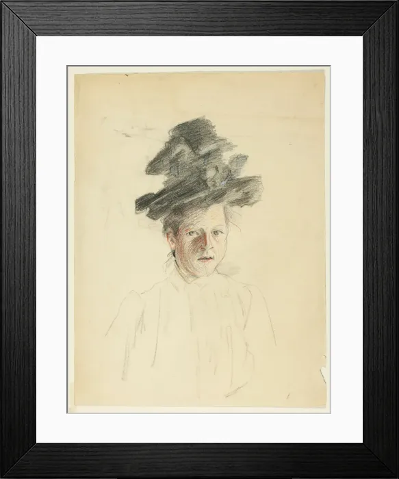 Framed Print : Portrait of a Woman with Black Hat, 1884 / 1903. Creator: Philip William May Framed Print : Portrait of a Woman with Black Hat, 1884 / 1903. Creator: Philip William May