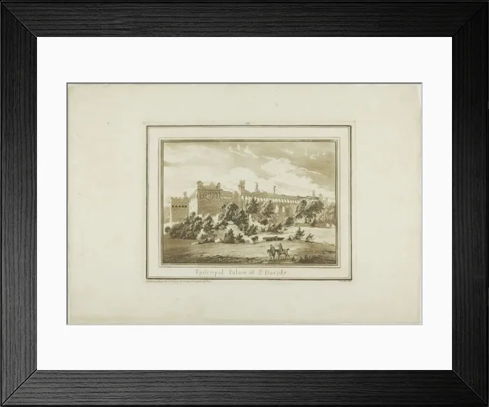 Framed Print : Episcopal Palace at St. Davids, from Twelve Views in Aquatinta from Drawings taken Framed Print : Episcopal Palace at St. Davids, from Twelve Views in Aquatinta from Drawings taken