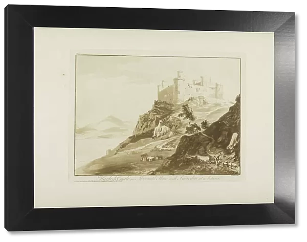 Harlech Castle in Merioneth Shire with Snowdon at a Distance, 1776. Creator: Paul Sandby