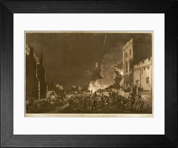 Framed Print : Windsor Castle from the Lower Court on the Fifth of November-Fireworks, 1776 Framed Print : Windsor Castle from the Lower Court on the Fifth of November-Fireworks, 1776