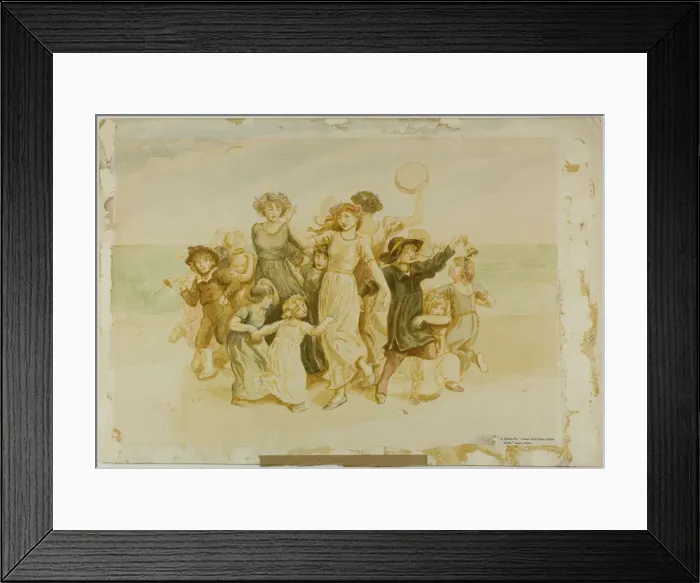 Framed Print : Children Playing on the Beach, n. d. Creator: Catherine Greenaway Framed Print : Children Playing on the Beach, n. d. Creator: Catherine Greenaway