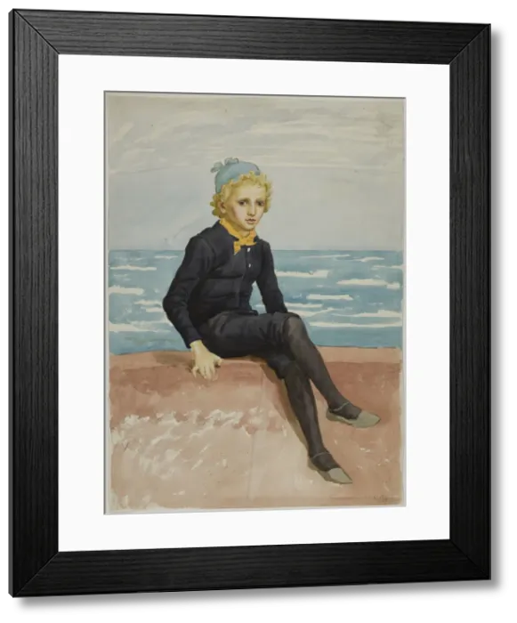 Framed Print : Eddie at the Seashore, n. d. Creator: Catherine Greenaway Framed Print : Eddie at the Seashore, n. d. Creator: Catherine Greenaway