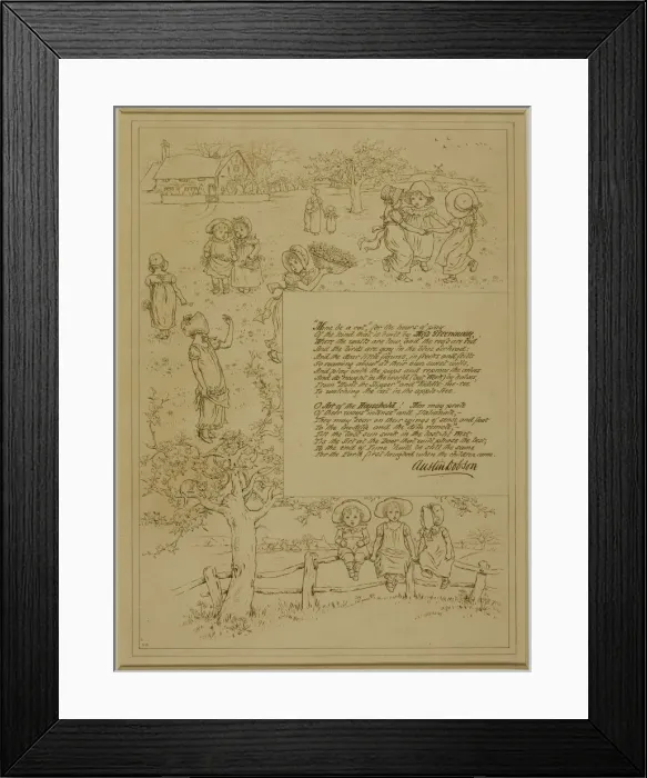 Framed Print : Study for Home-Beauty, c. 1883. Creator: Catherine Greenaway Framed Print : Study for Home-Beauty, c. 1883. Creator: Catherine Greenaway