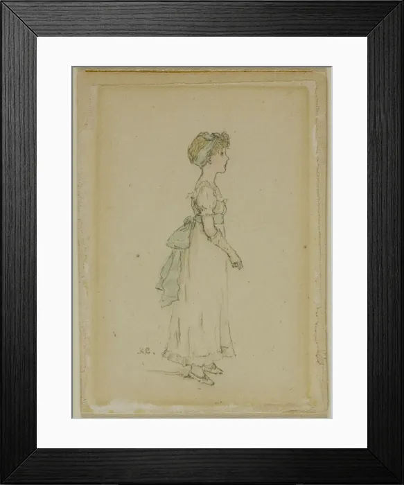 Framed Print : Young Girl with Blue Ribbons, n. d. Creator: Catherine Greenaway Framed Print : Young Girl with Blue Ribbons, n. d. Creator: Catherine Greenaway