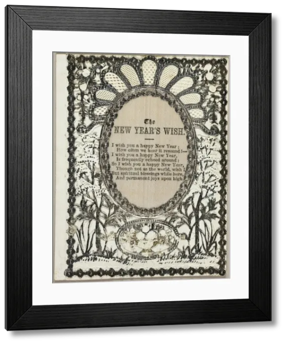Framed Print : The New Years WIsh (holiday card), c. 1840. Creator: John Windsor Framed Print : The New Years WIsh (holiday card), c. 1840. Creator: John Windsor