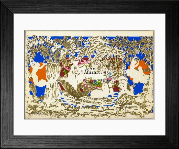 Framed Print : Untitled Valentine (Couple in Chariot), 1860 / 69. Creator: John Windsor Framed Print : Untitled Valentine (Couple in Chariot), 1860 / 69. Creator: John Windsor