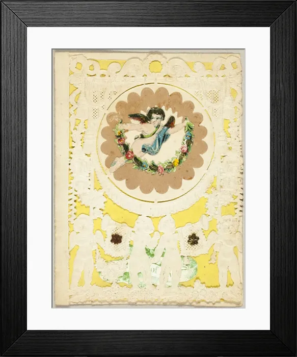 Framed Print : Untitled Valentine (Cupid with Garland), 1850 / 59. Creator: John Windsor Framed Print : Untitled Valentine (Cupid with Garland), 1850 / 59. Creator: John Windsor