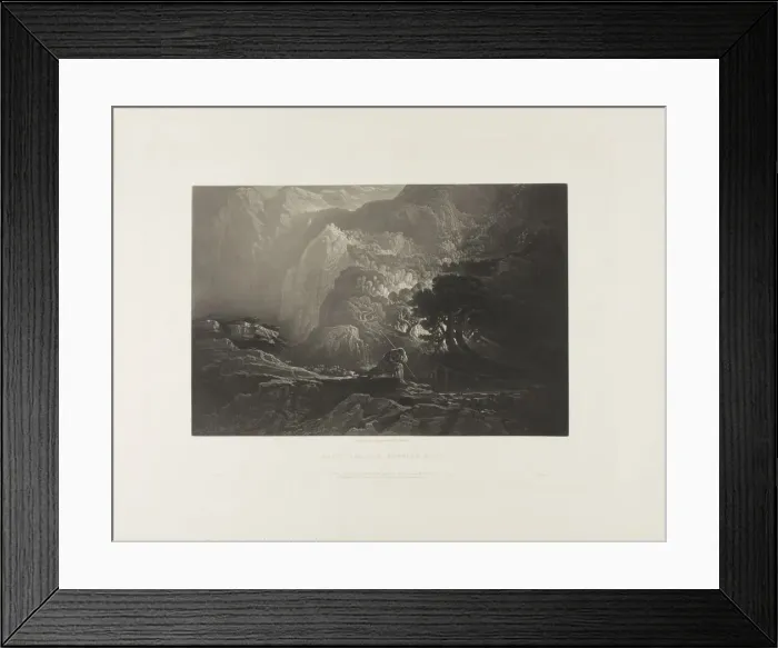 Framed Print : Moses and the Burning Bush, from Illustrations of the Bible, 1833. Creator: John Martin Framed Print : Moses and the Burning Bush, from Illustrations of the Bible, 1833. Creator: John Martin