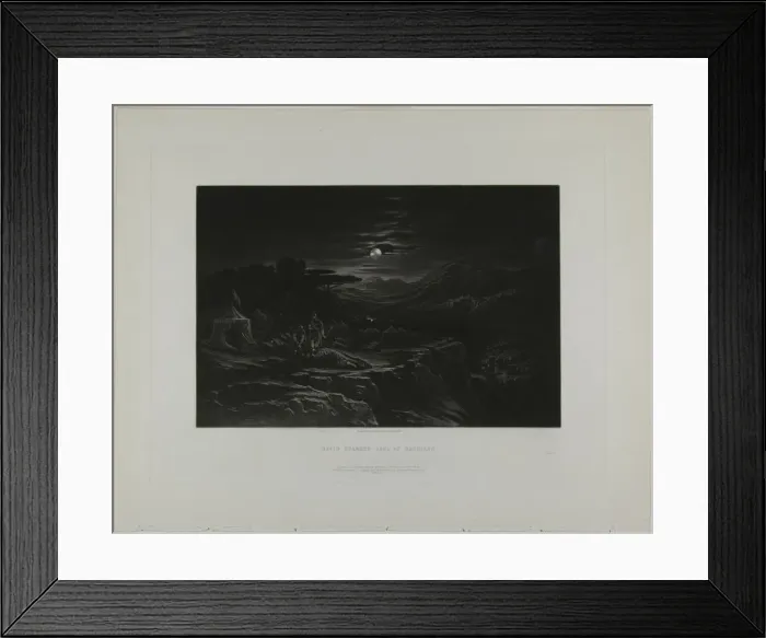 Framed Print : David Spareth Saul at Hachilah, from Illustrations of the Bible, 1835 Framed Print : David Spareth Saul at Hachilah, from Illustrations of the Bible, 1835