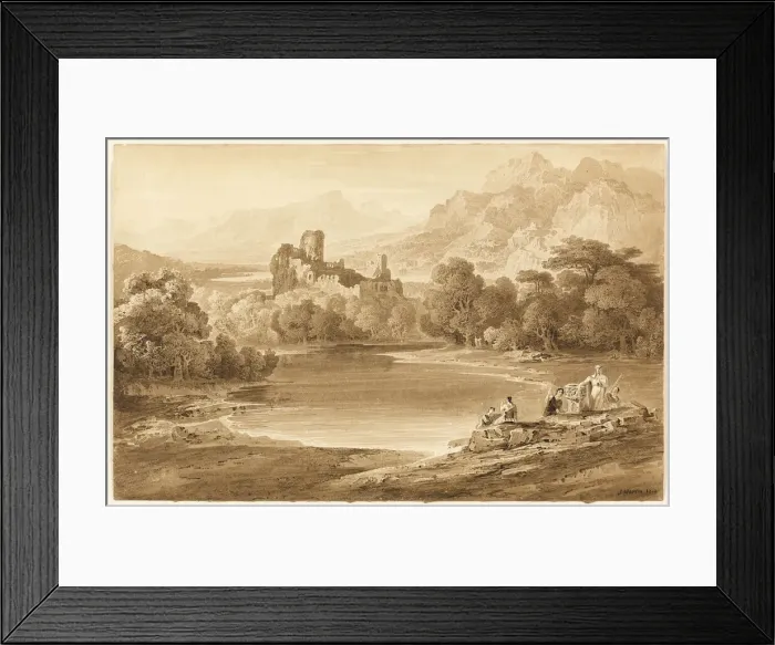 Framed Print : Landscape with a Ruined Castle, 1819. Creator: John Martin Framed Print : Landscape with a Ruined Castle, 1819. Creator: John Martin