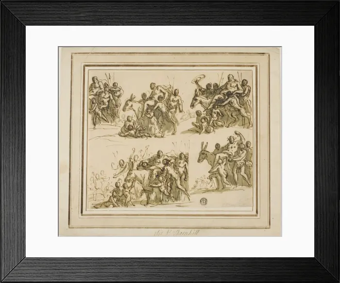 Framed Print : Five Sketches for the Triumph of Silenus, n. d. Creator: Sir James Thornhill Framed Print : Five Sketches for the Triumph of Silenus, n. d. Creator: Sir James Thornhill