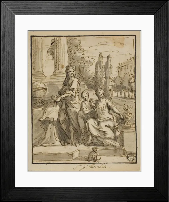 Framed Print : Portrait of a Geographer, Wife, and Child, n. d. Creator: Sir James Thornhill Framed Print : Portrait of a Geographer, Wife, and Child, n. d. Creator: Sir James Thornhill