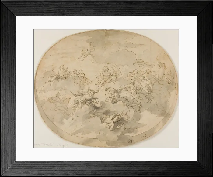 Framed Print : Design for Ceiling Fresco: Apollo and the Muses with Minerva Destroying Ignorance, n. d Framed Print : Design for Ceiling Fresco: Apollo and the Muses with Minerva Destroying Ignorance, n. d