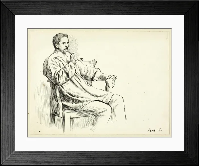 Framed Print : Seated Man Smoking Pipe, n. d. Creator: Henry Stacy Marks Framed Print : Seated Man Smoking Pipe, n. d. Creator: Henry Stacy Marks