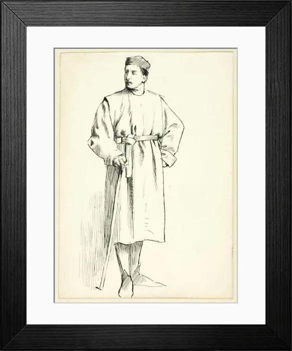 Framed Print : Standing Man Holding Stick, Hand on Hip, n. d. Creator: Henry Stacy Marks Framed Print : Standing Man Holding Stick, Hand on Hip, n. d. Creator: Henry Stacy Marks