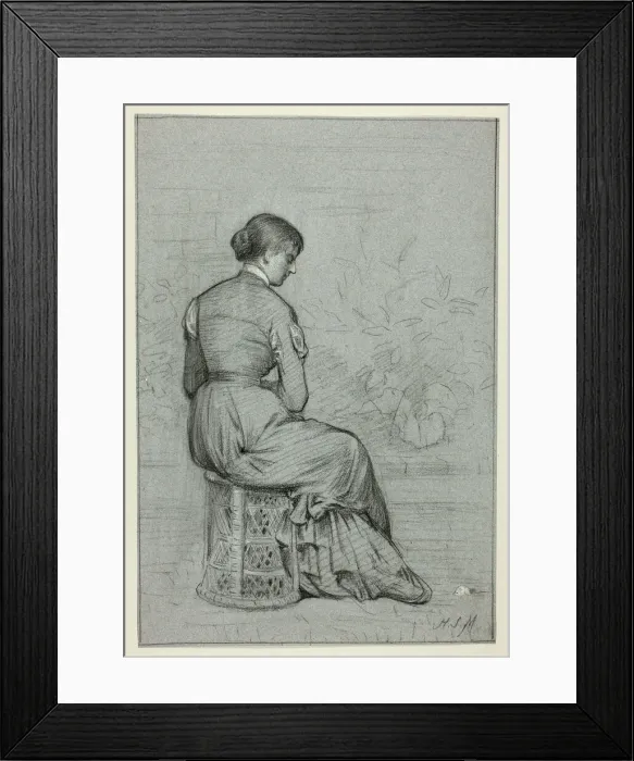 Framed Print : Woman Seated on a Tabouret, n. d. Creator: Henry Stacy Marks Framed Print : Woman Seated on a Tabouret, n. d. Creator: Henry Stacy Marks