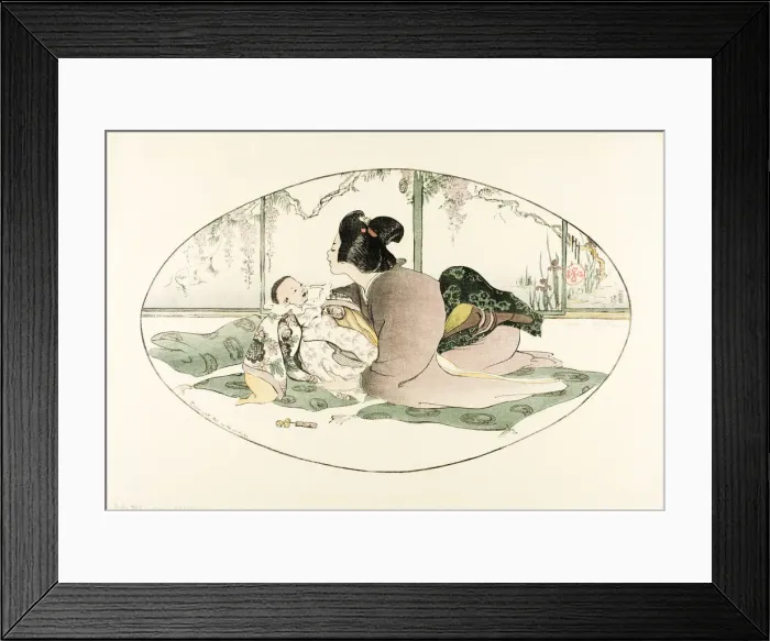 Framed Print : Baby Talk, 1908. Creator: Helen Hyde Framed Print : Baby Talk, 1908. Creator: Helen Hyde